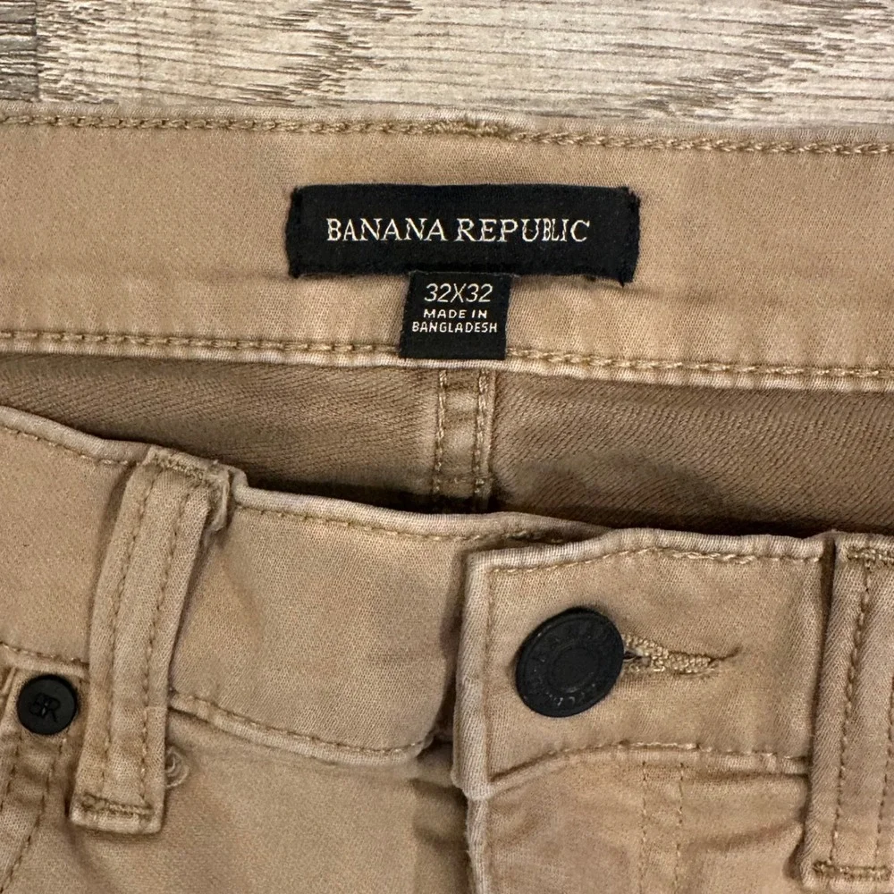 Banana‎ Republic Mens 32x32 Tan Khaki 5-Pocket Chino Pants Slim Straight Stretch